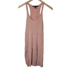 BCBGMAXAZRIA Womens Ribbed Pink Sleeveless V-Neck Split Hem Bodycon Dress xs